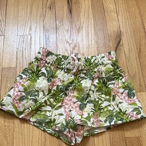 Cami NYC Green & Pink Tropical Floral Drawstring Shorts